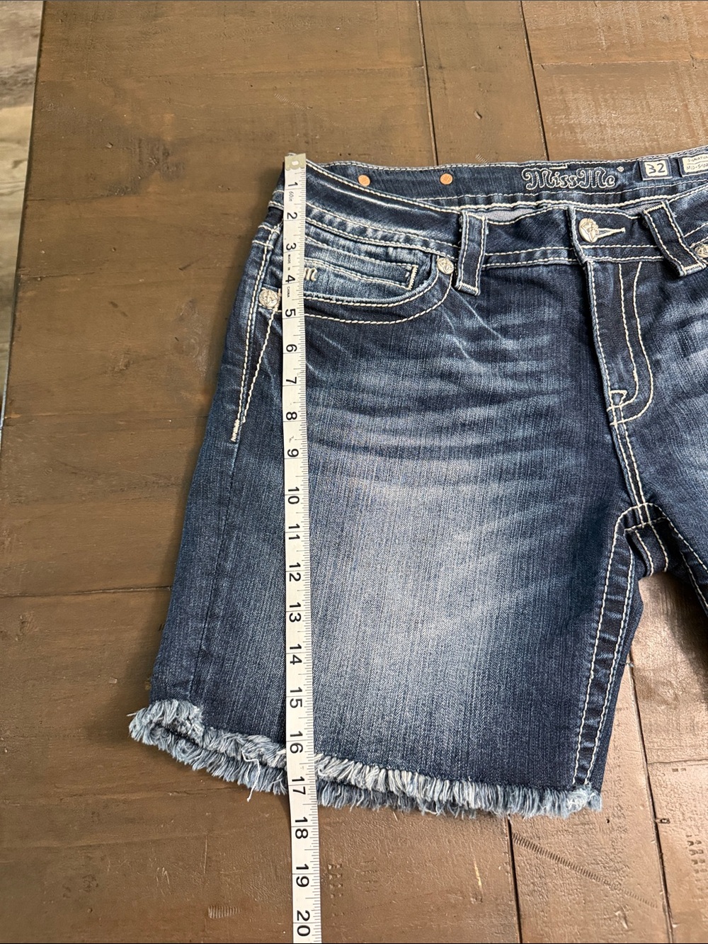 Miss Me Faded Dark Blue Denim Cutoff Shorts - Picture 8 of 9